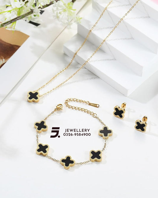 Gold Plated Black Clover Set
