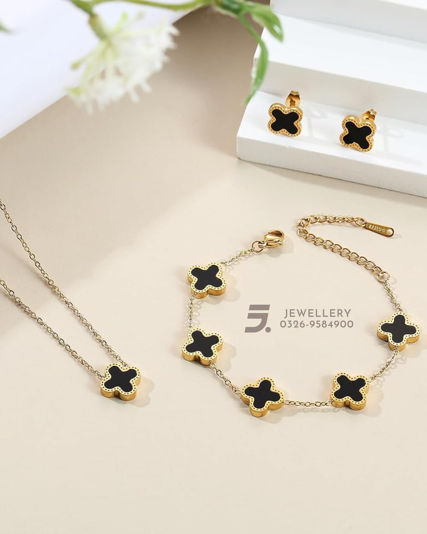Gold Plated Black Clover Set